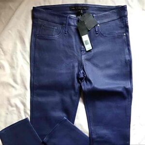 Stylish Blue Leather Pants
